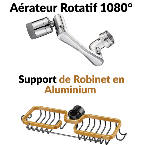 Aérateur Rotatif 1080° + Support de Robinet en Aluminium