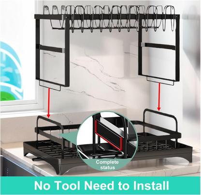Égouttoir à Vaisselle 2 Niveaux en Acier Inoxydable avec Système de Drainage Automatique à 360°