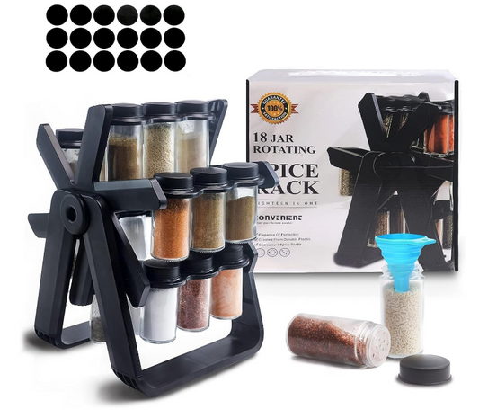 🚀 L'Organisateur de Cuisine Ultime : Étagère à Épices Rotative 18 Pots