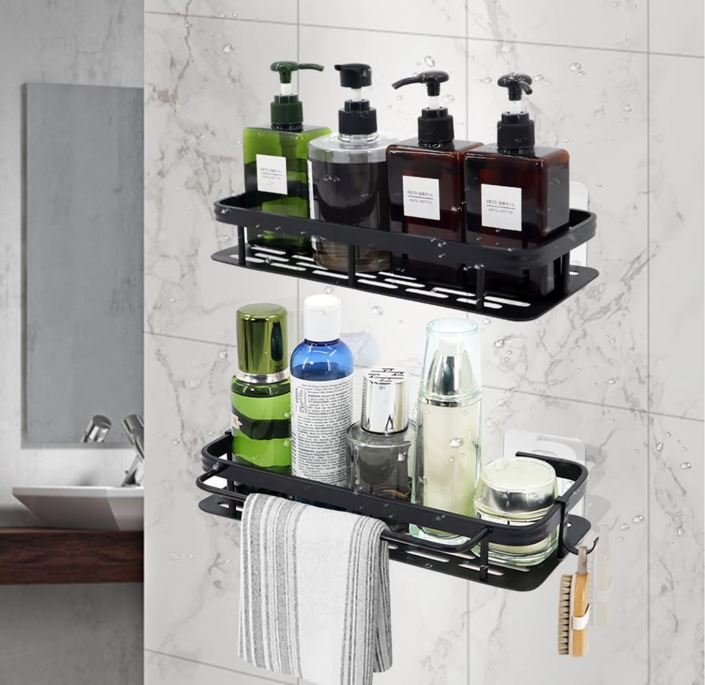 Aluminum Shower Caddy, Adhesive Shower Shelves