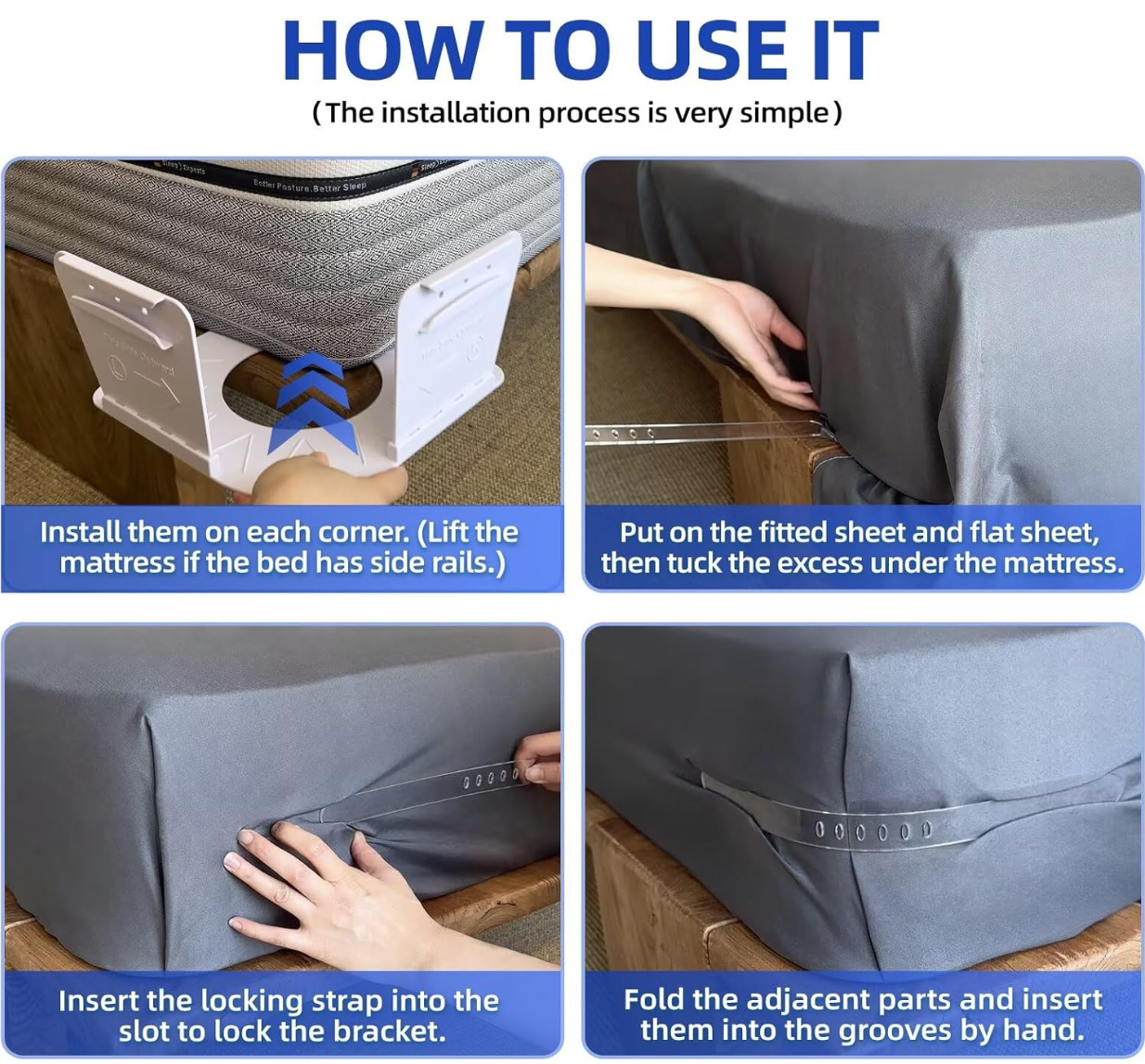 Pinces Draps Anti-Glisse (Set de 4)