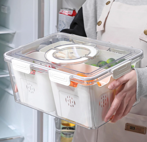 Boîte de Rangement Réfrigérateur avec 4 Panier d’Égouttage