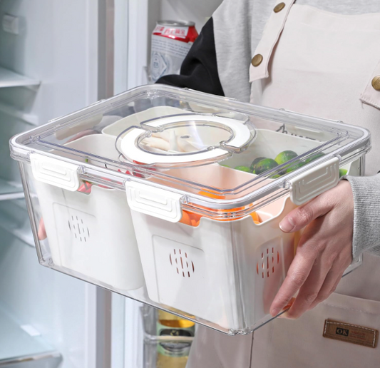 Boîte de Rangement Réfrigérateur avec 4 Panier d’Égouttage