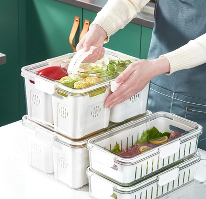 Boîte de Rangement Réfrigérateur avec 4 Panier d’Égouttage