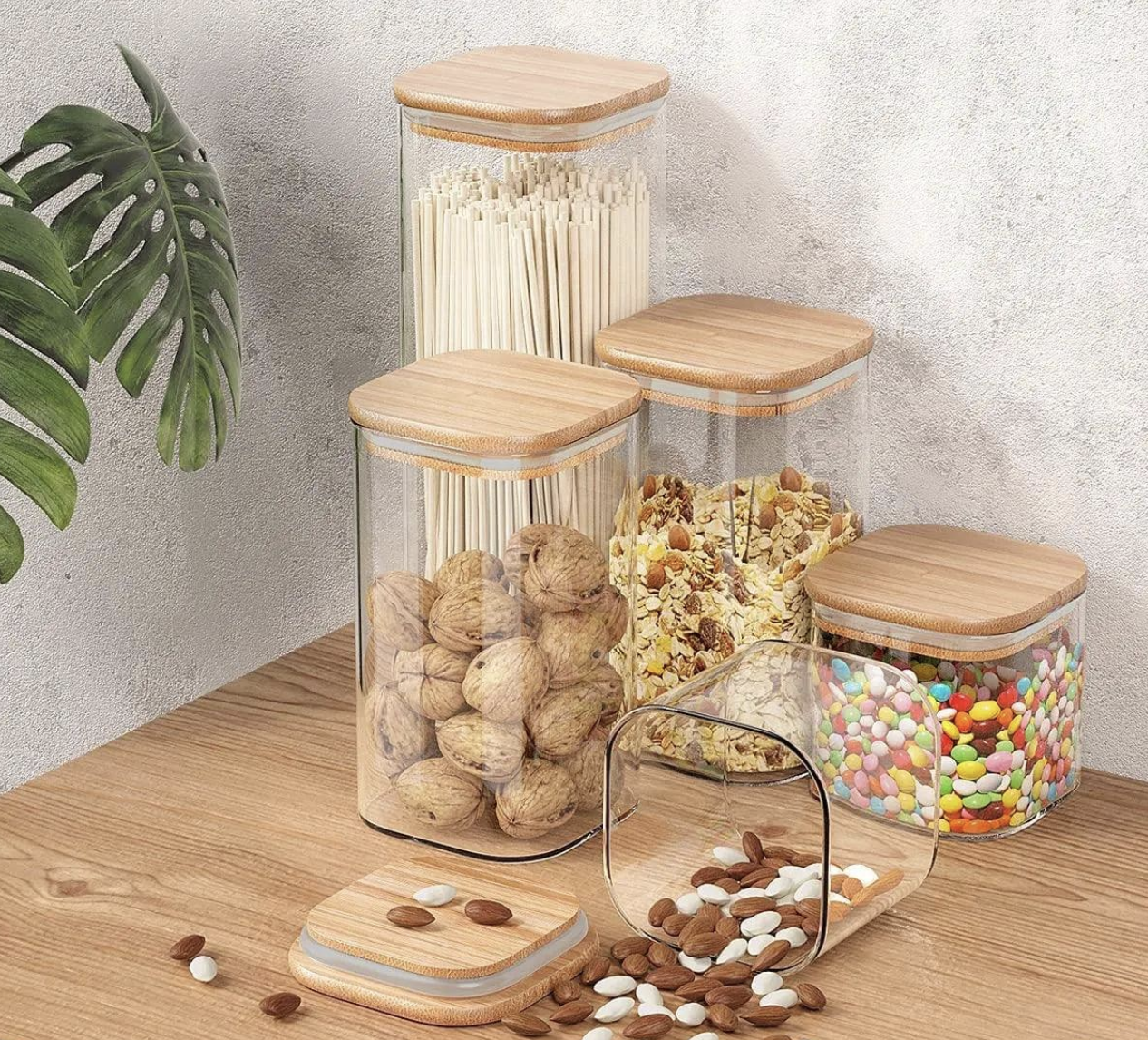 Ensemble de 5 Récipients Alimentaires en Verre Hermétiques