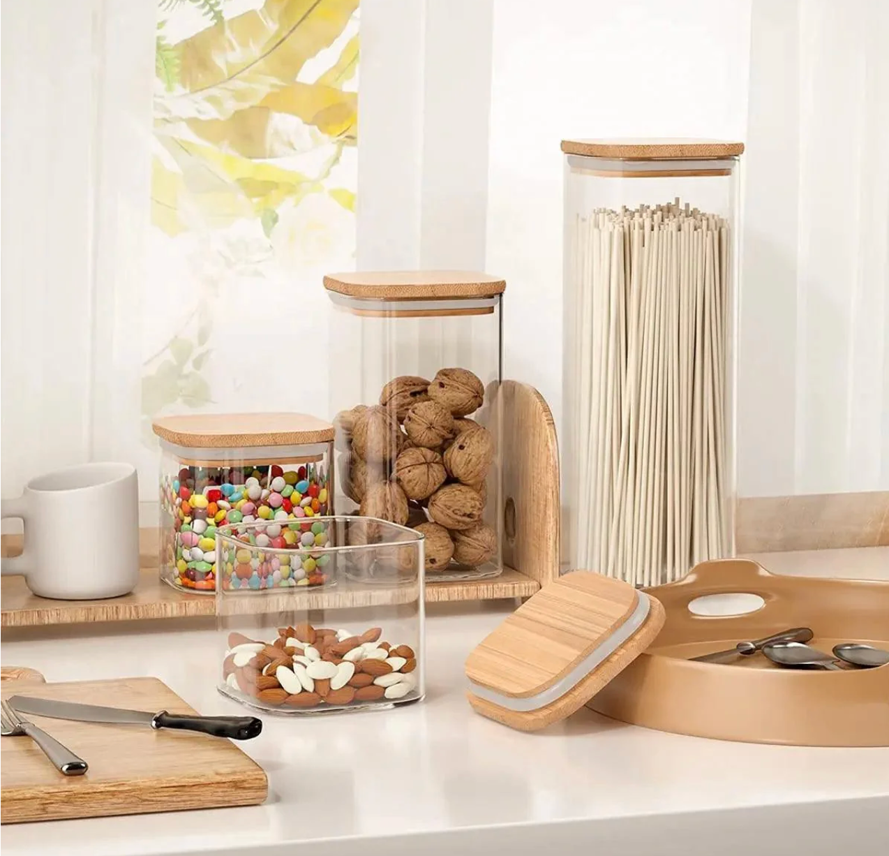 Ensemble de 5 Récipients Alimentaires en Verre Hermétiques