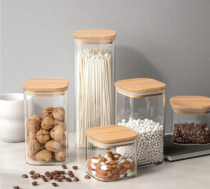 Ensemble de 5 Récipients Alimentaires en Verre Hermétiques