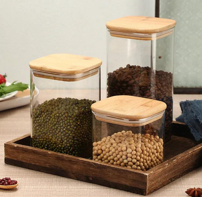 Ensemble de 5 Récipients Alimentaires en Verre Hermétiques