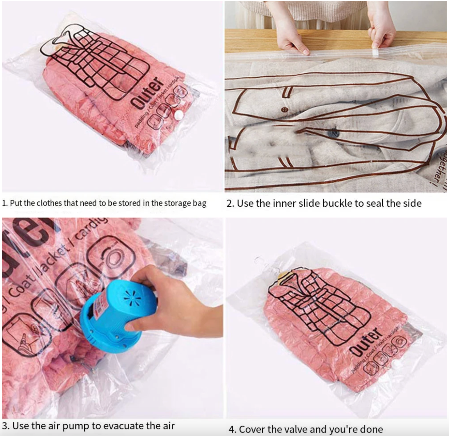 5 Sacs de Rangement Sous Vide Suspendus + Pompe Électrique 55W  YT