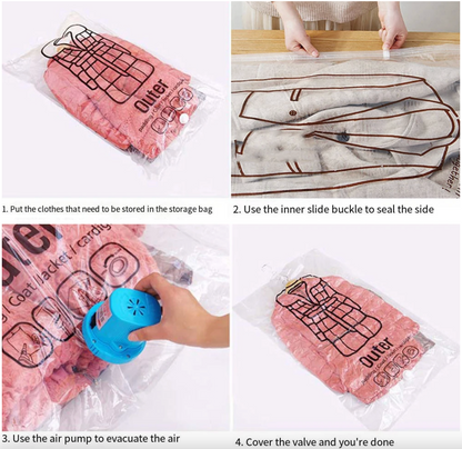 5 Sacs de Rangement Sous Vide Suspendus + Pompe Électrique 55W  YT