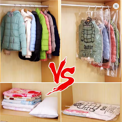 5 Sacs de Rangement Sous Vide Suspendus + Pompe Électrique 55W  YT