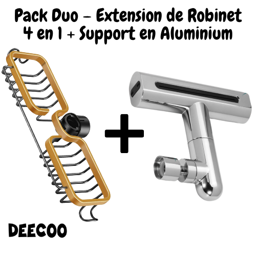 💧 Pack Duo – Extension de Robinet 4 en 1 + Support en Aluminium